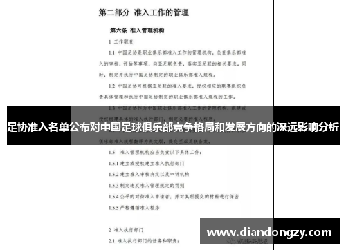 足协准入名单公布对中国足球俱乐部竞争格局和发展方向的深远影响分析